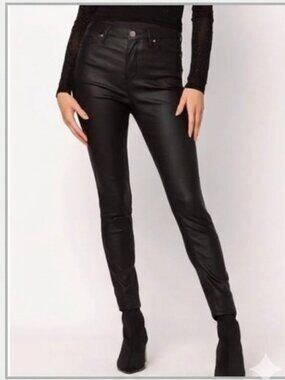 Almost Famous Coated Finish Super High Rise Skinny Pants Grey Size 0 NWT